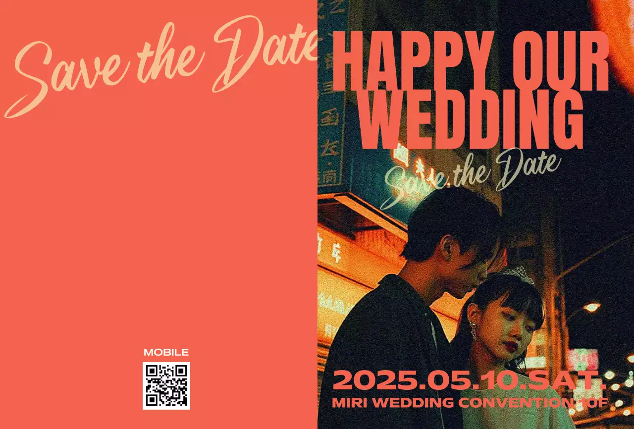 Undangan pernikahan vintage berwarna oranye