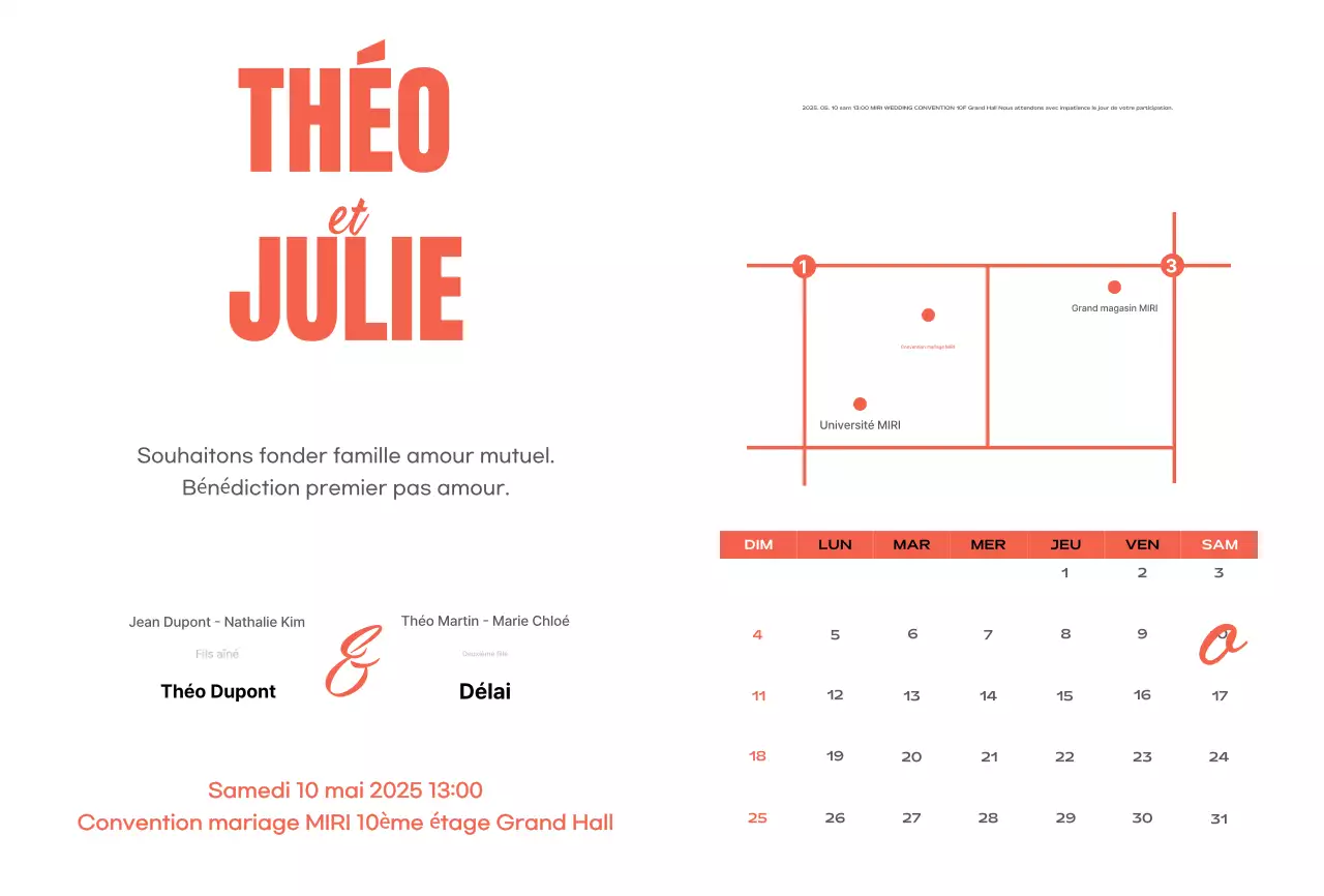 Invitation de mariage vintage orange