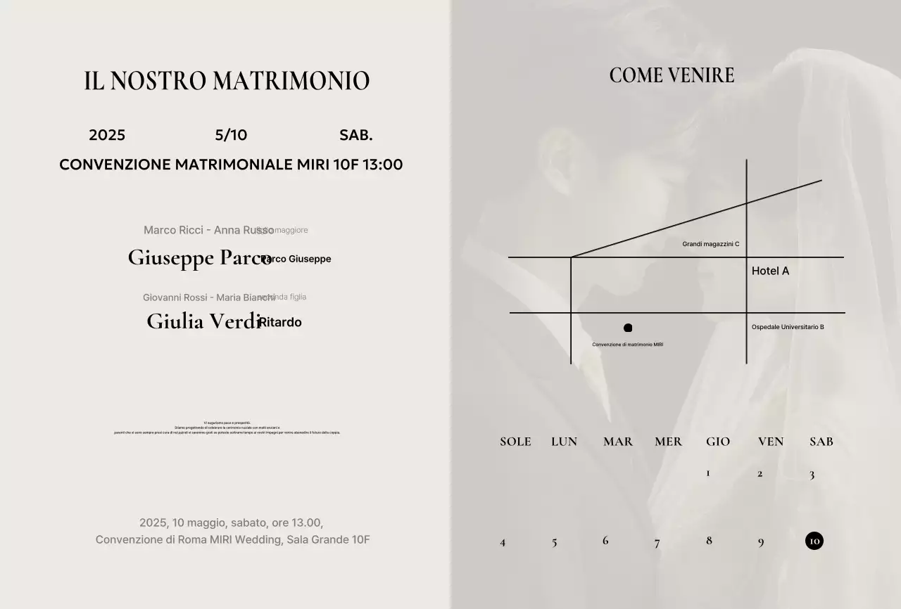 Invito di nozze classico beige