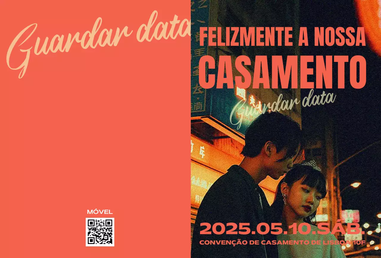 Convite de casamento vintage laranja