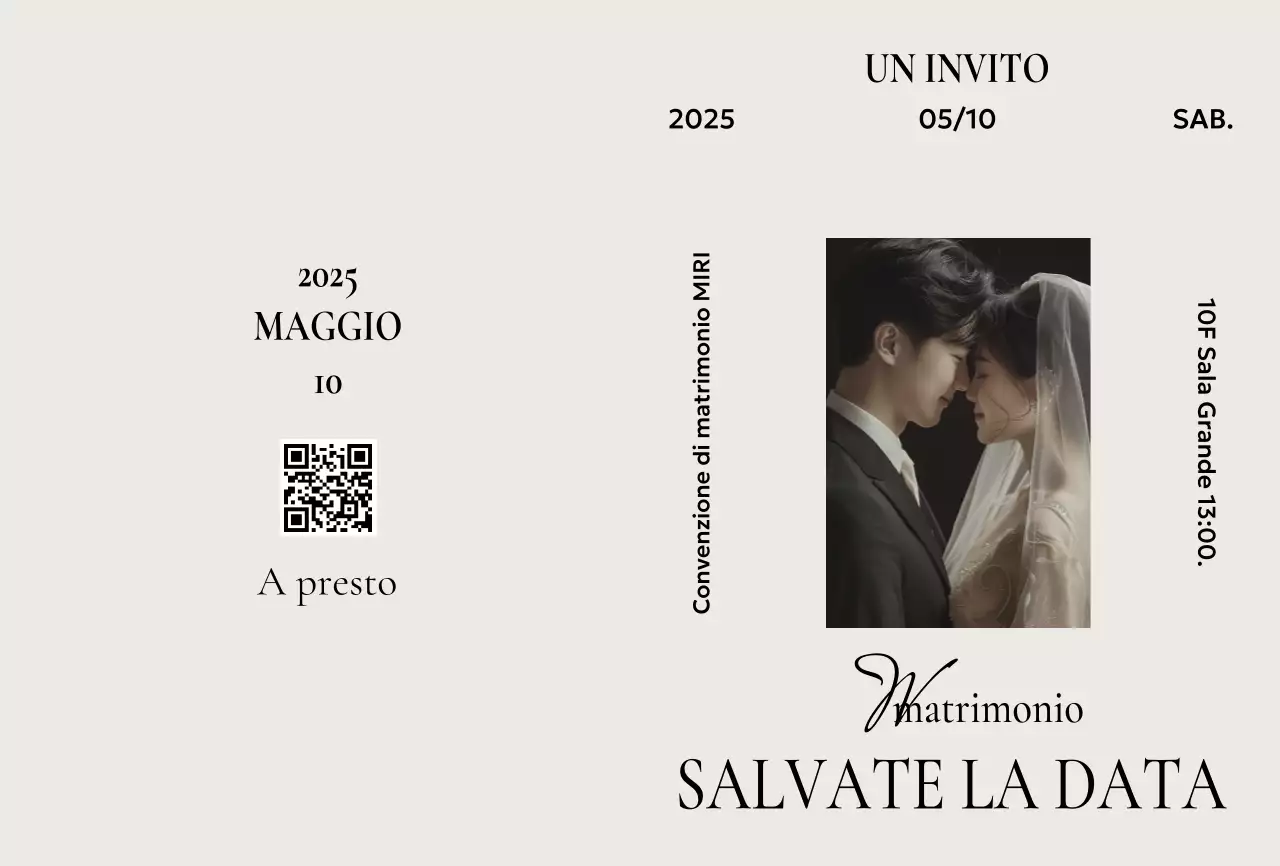 Invito di nozze classico beige