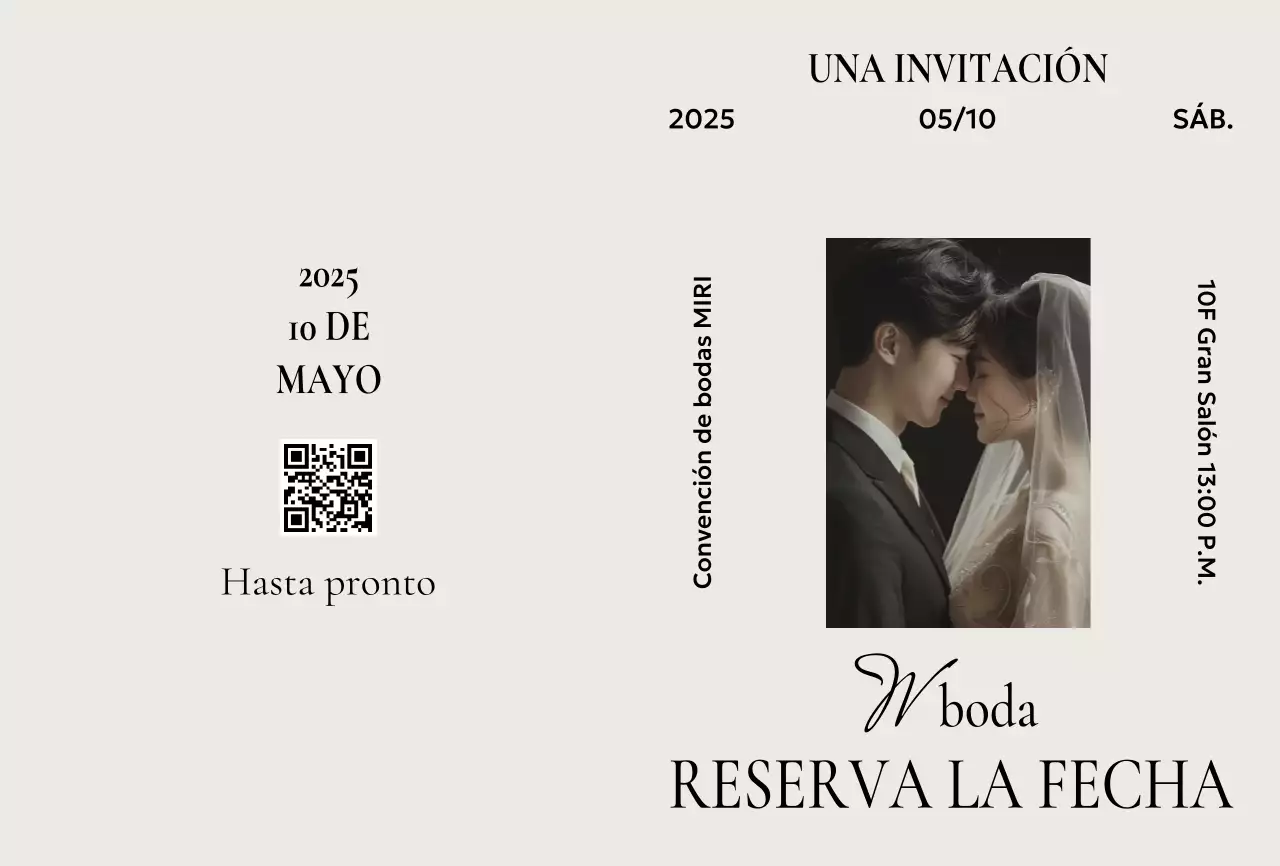 Invitación de boda clásica beige
