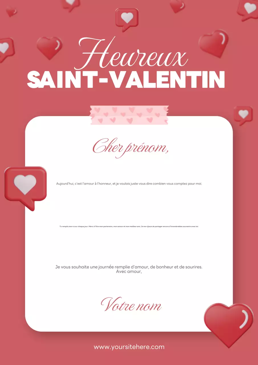 carte de voeux amour romantique rose