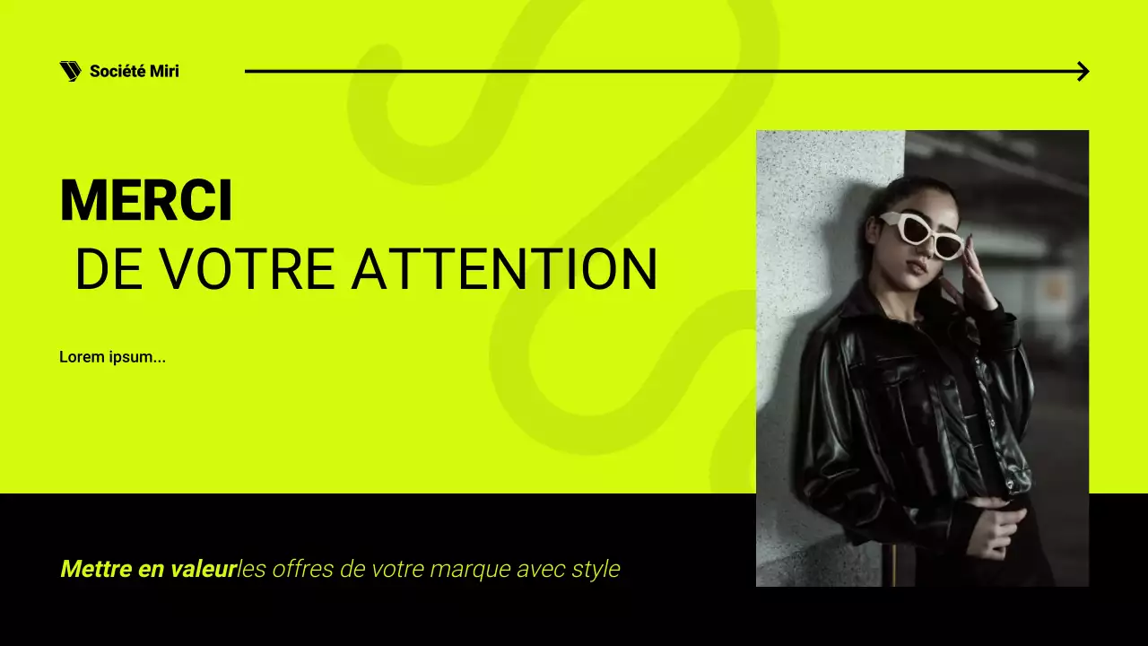 Présentation du catalogue de produits en noir et néon