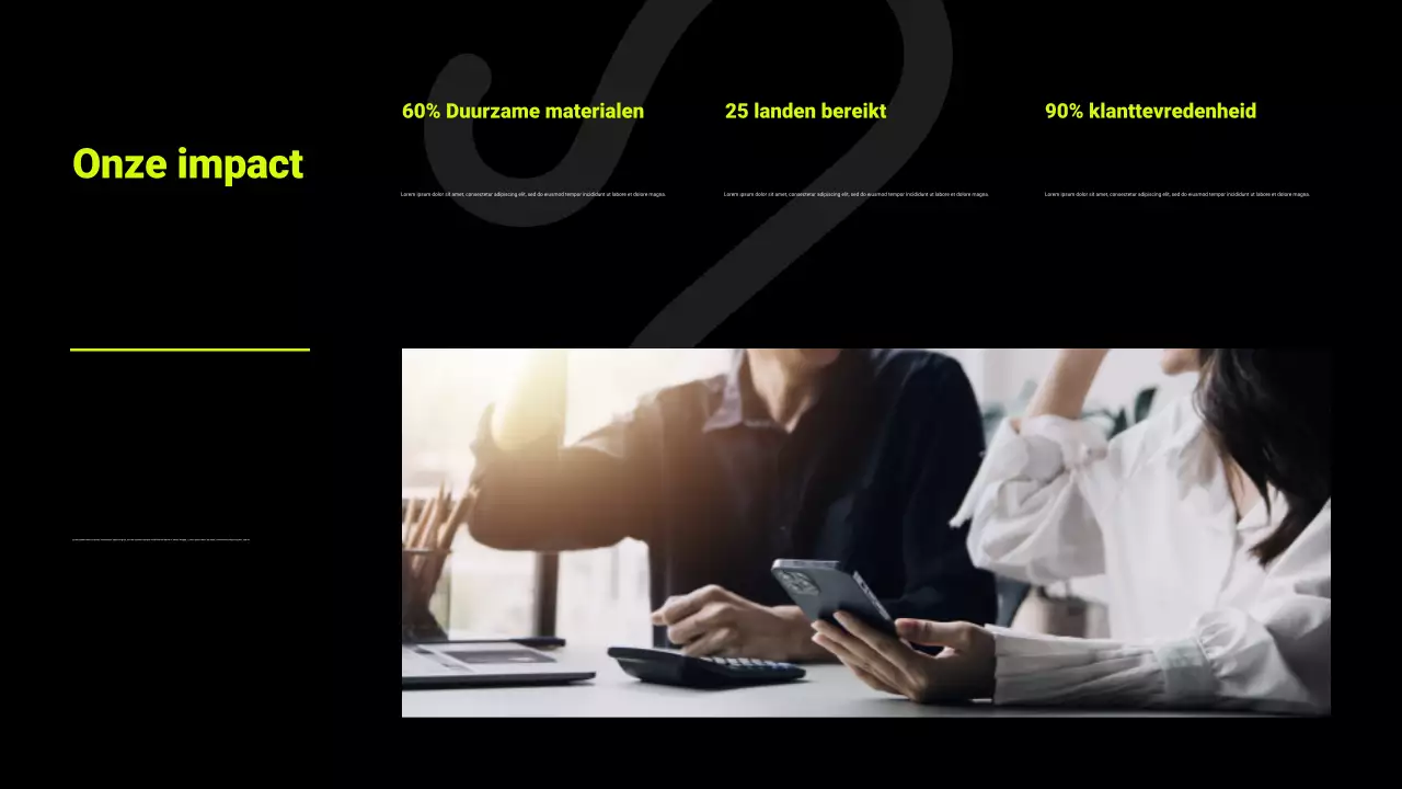 Presentatie van zwarte en neon productcatalogus