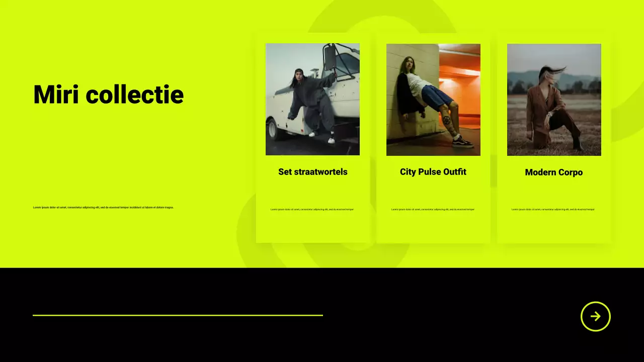 Presentatie van zwarte en neon productcatalogus