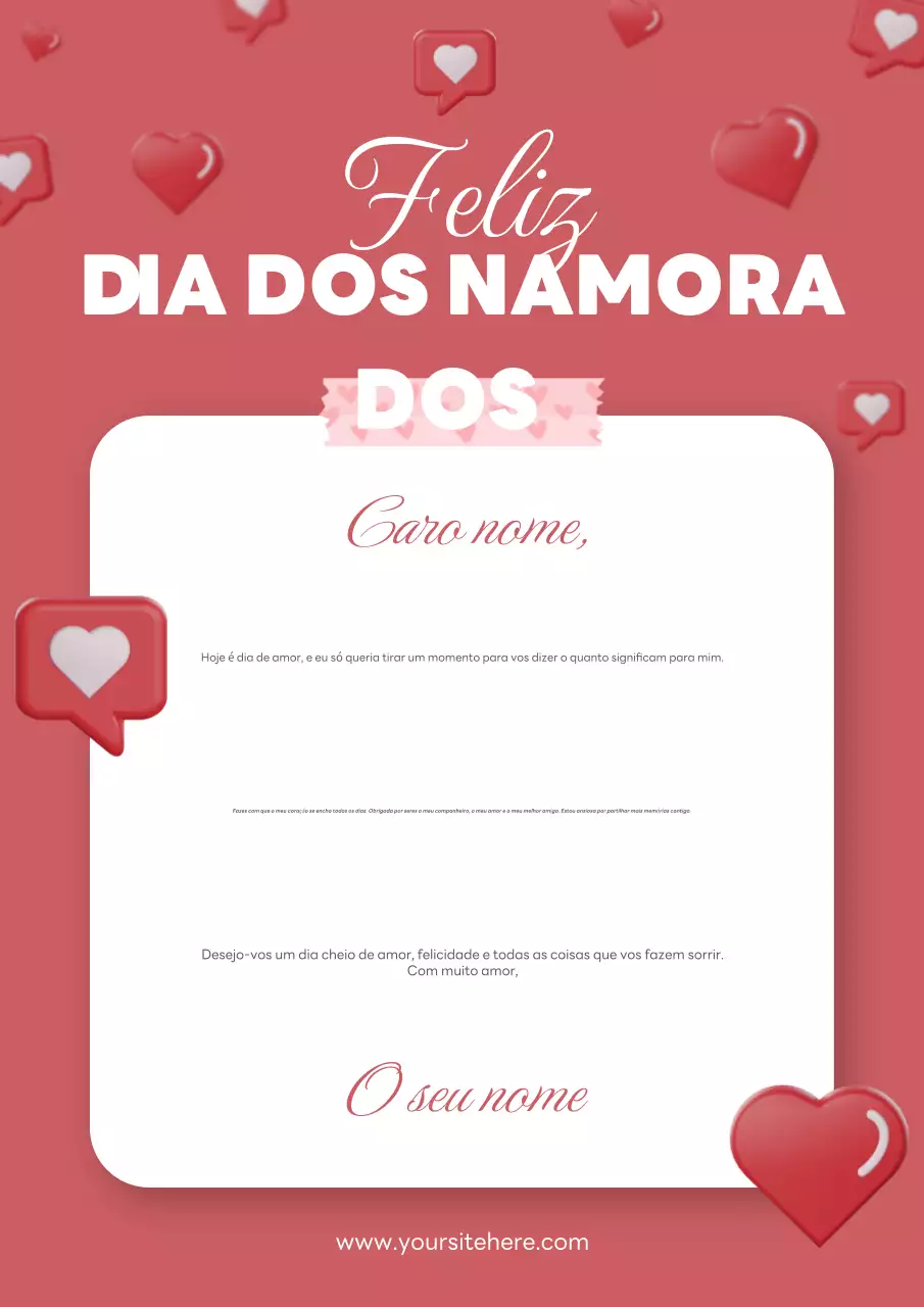 cartão de felicitações de amor romântico cor-de-rosa
