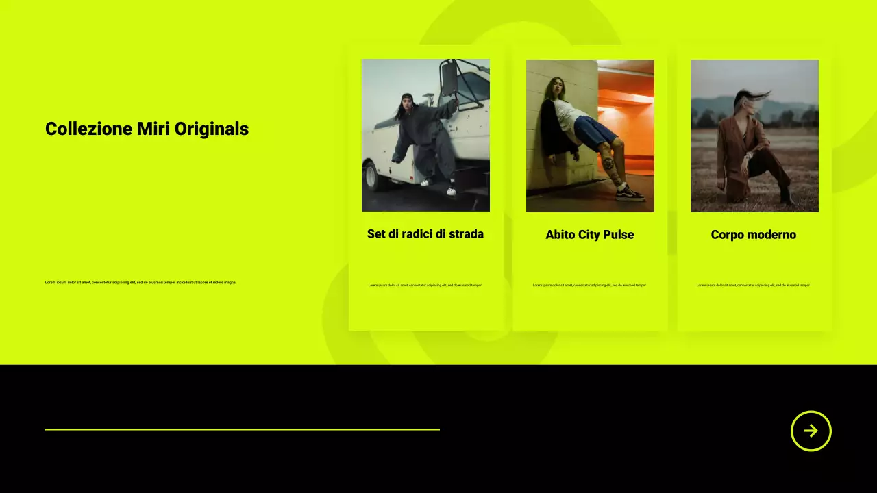 Presentazione del catalogo prodotti nero e neon