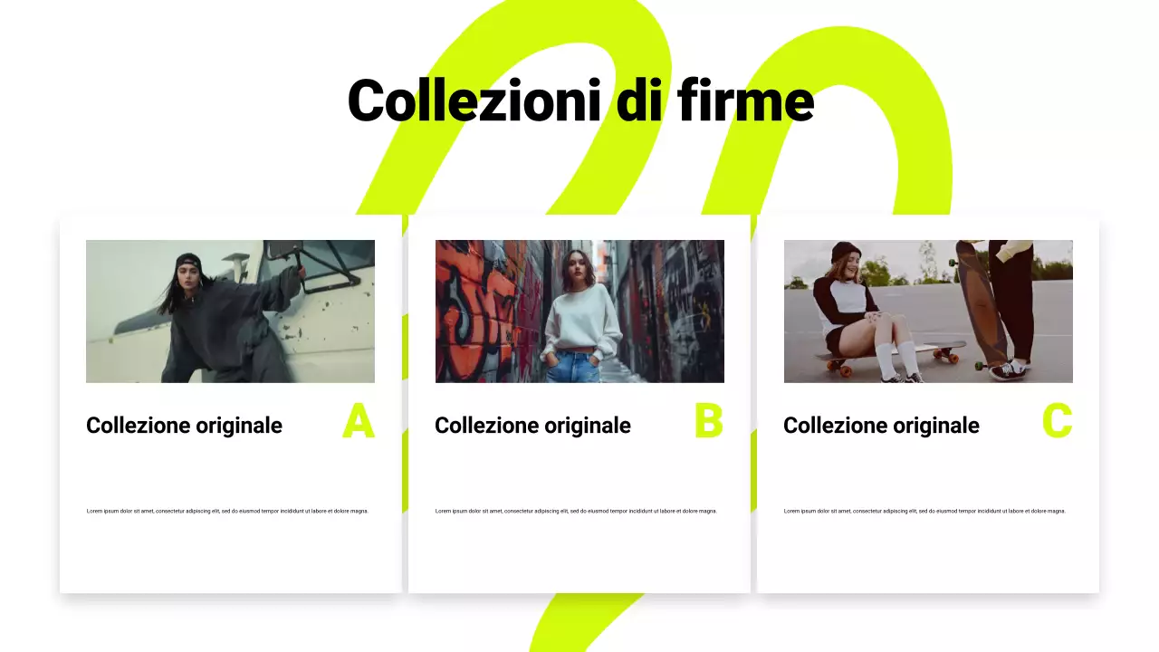 Presentazione del catalogo prodotti nero e neon