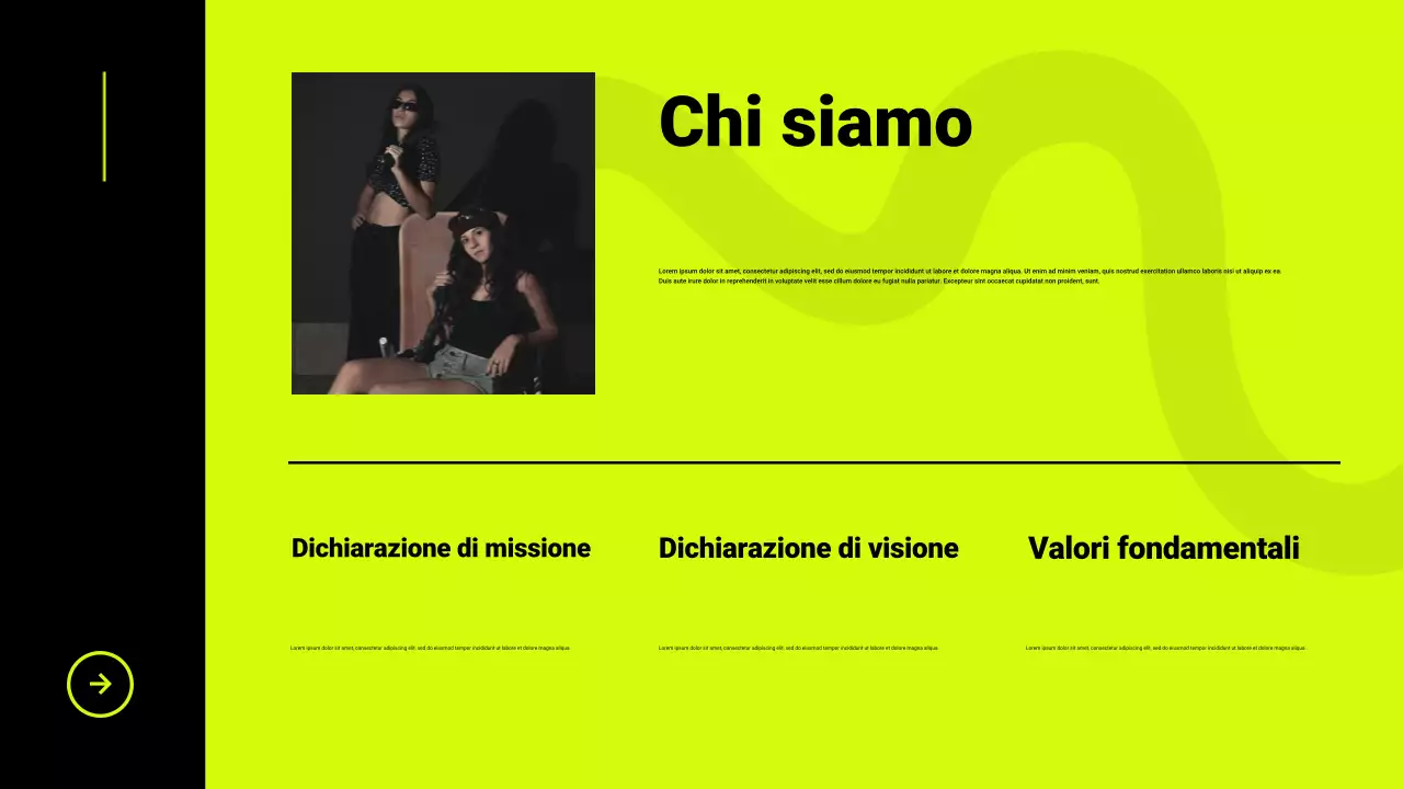 Presentazione del catalogo prodotti nero e neon