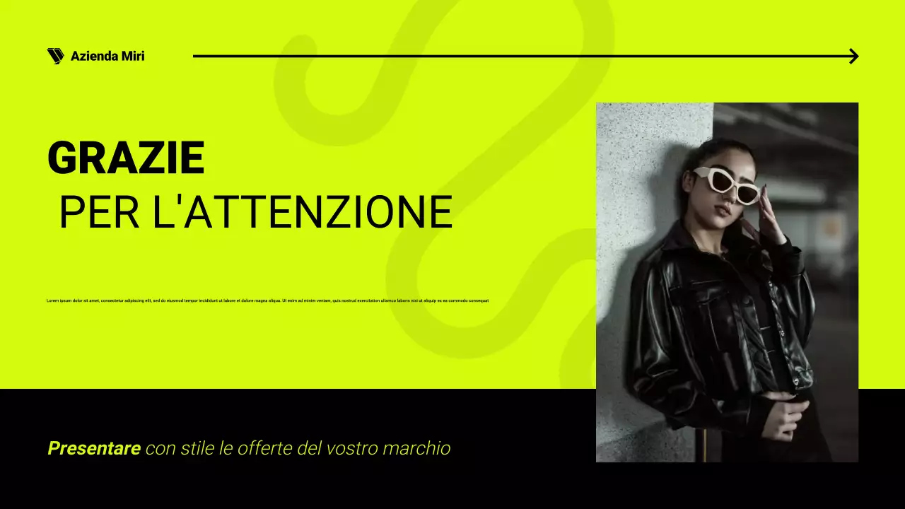 Presentazione del catalogo prodotti nero e neon