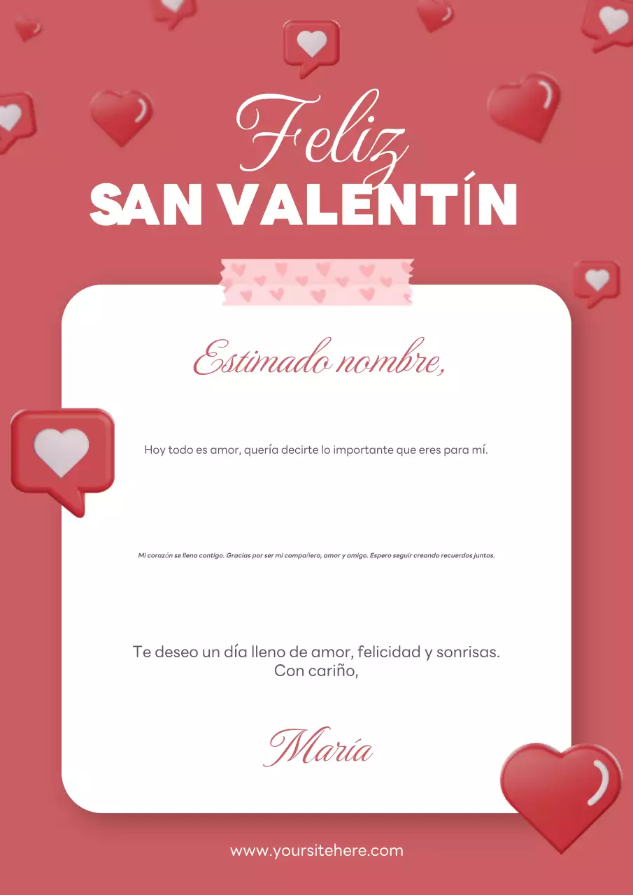 tarjeta de felicitación romántica rosa