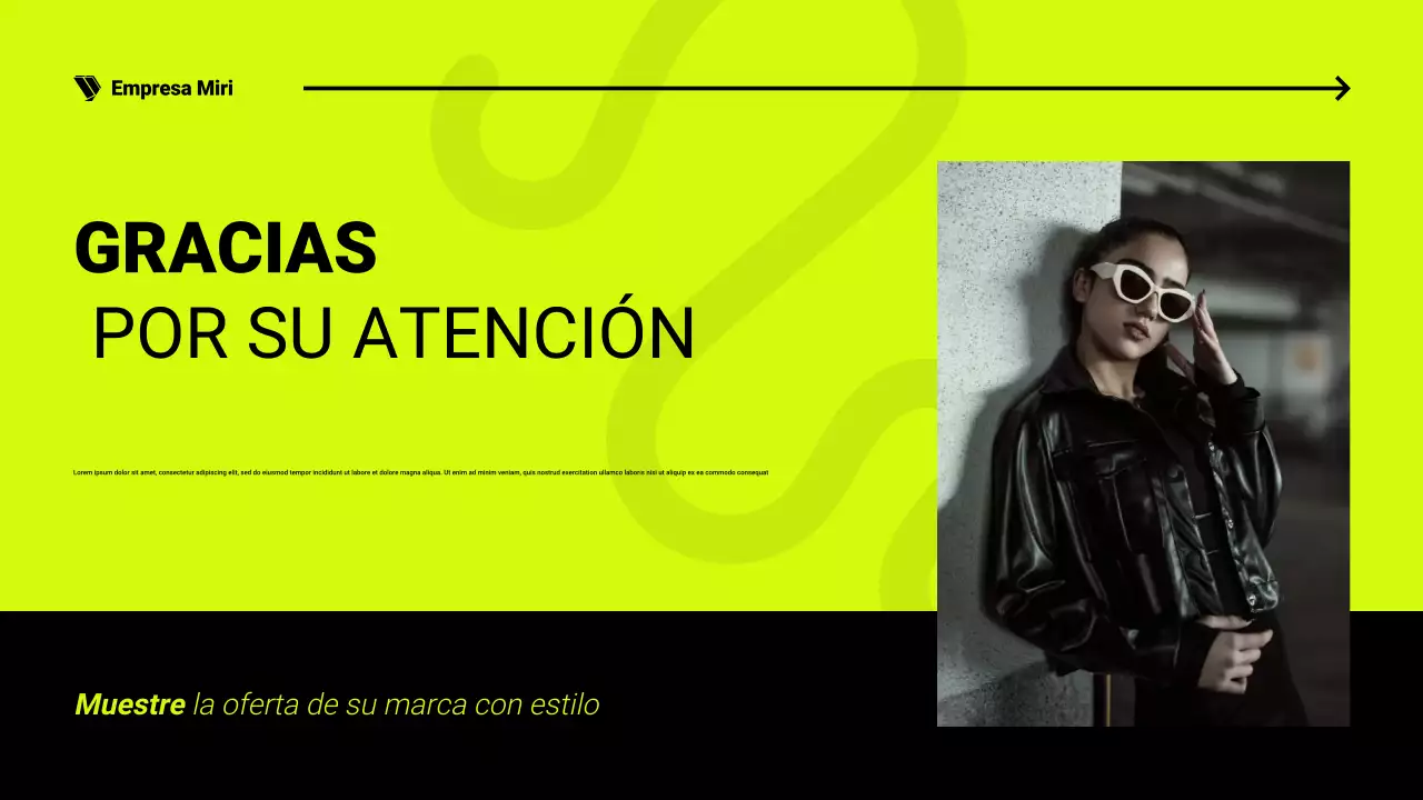 Presentación del catálogo de productos en negro y neón