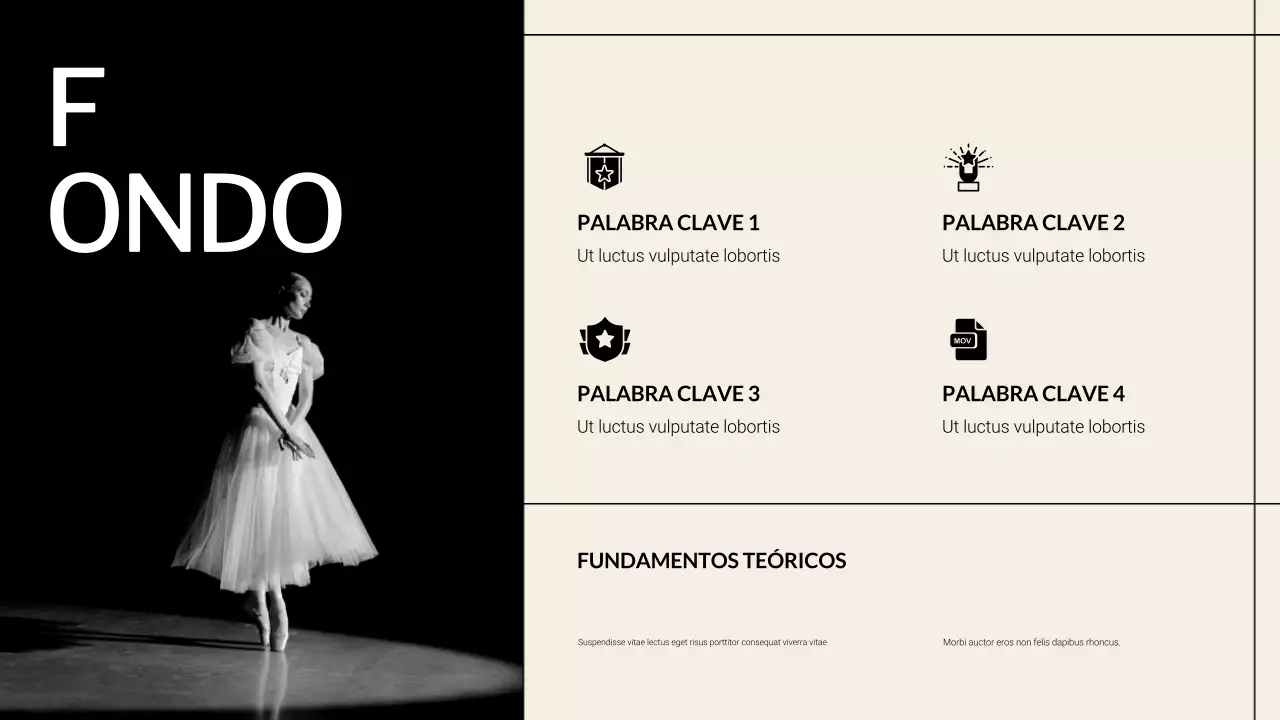 Presentación de materiales didácticos sobre arte e historia cremas y negros