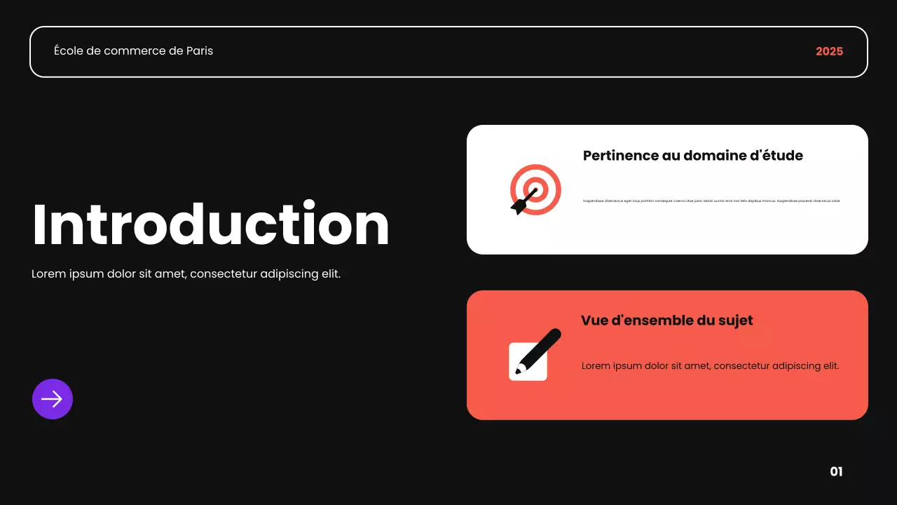 noir orange et violet moderne introduction académique présentation de cours d'affaires