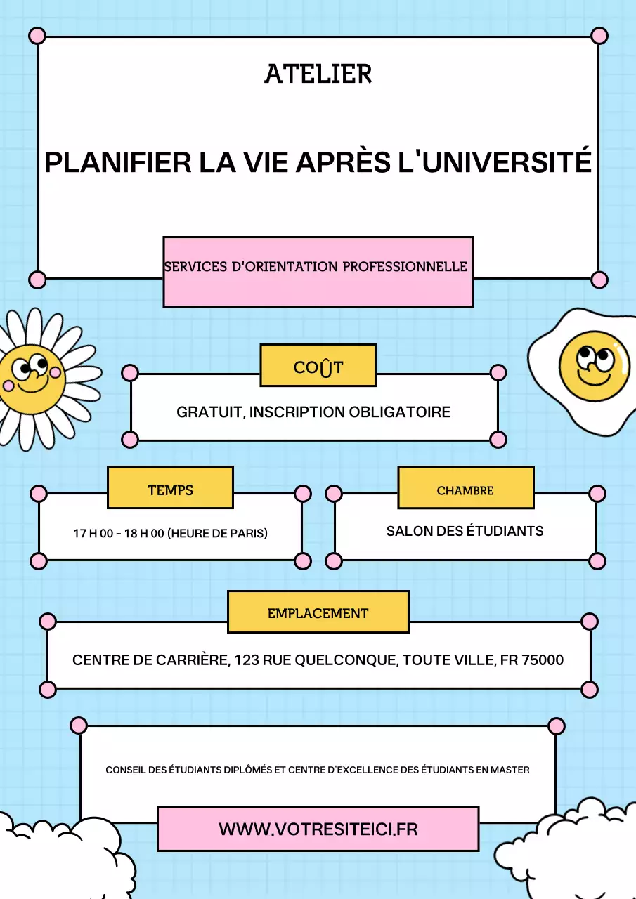 affiche d'annonce de l'atelier moderne bleu