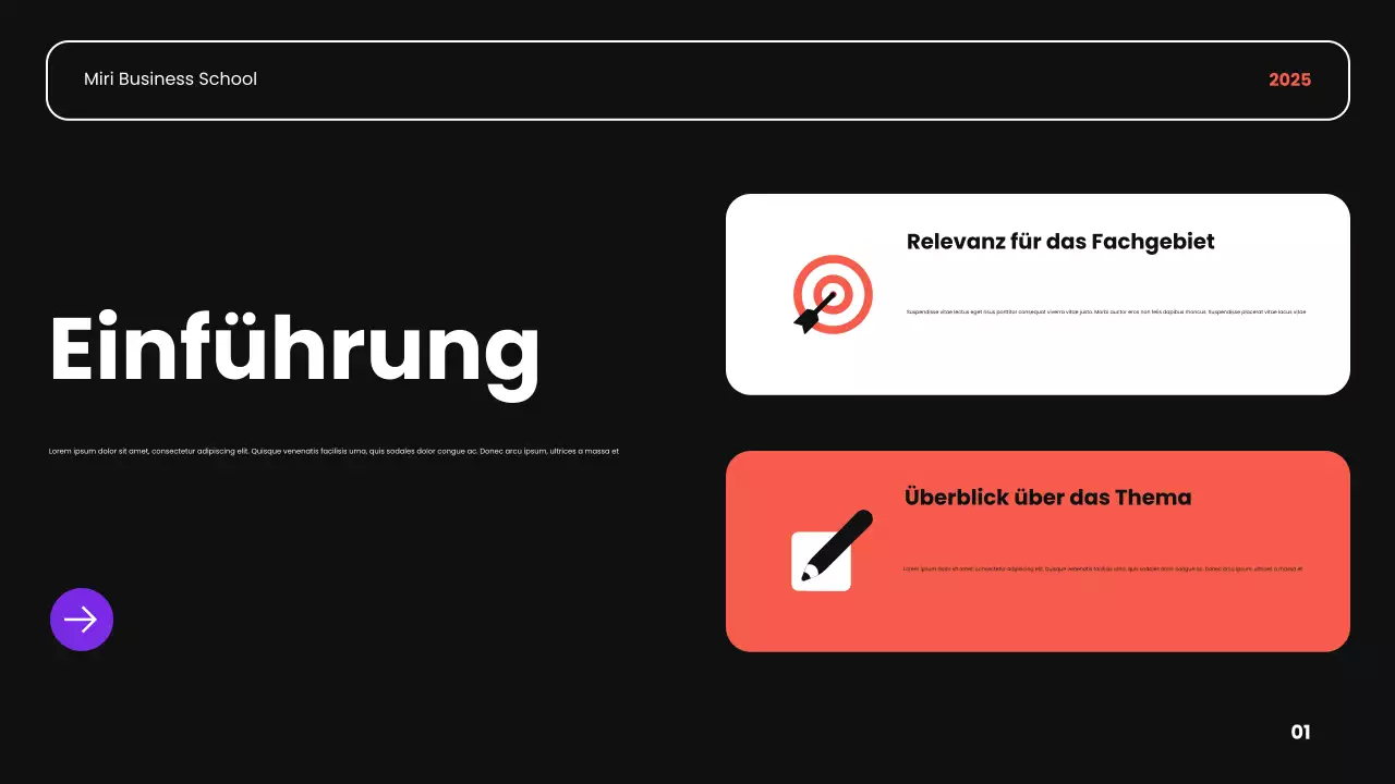 schwarz orange und lila moderne akademische Einführung Business-Kurs Präsentation
