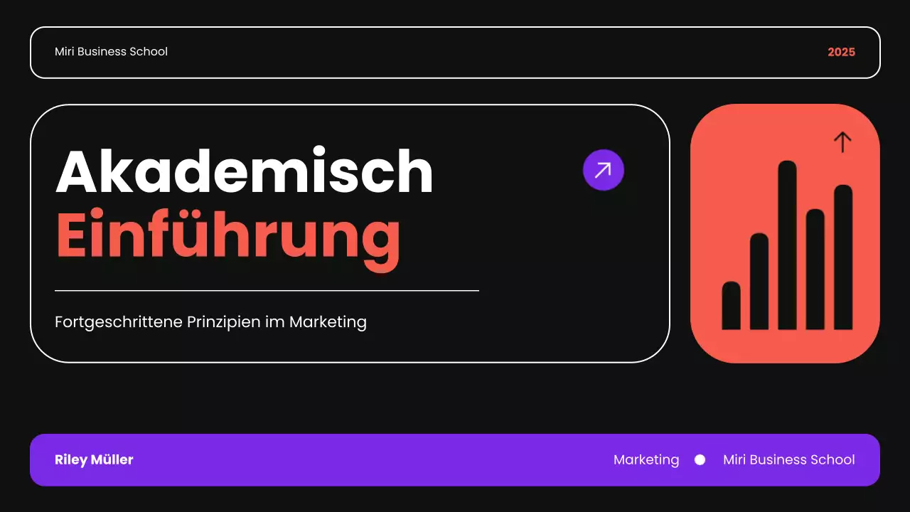 schwarz orange und lila moderne akademische Einführung Business-Kurs Präsentation