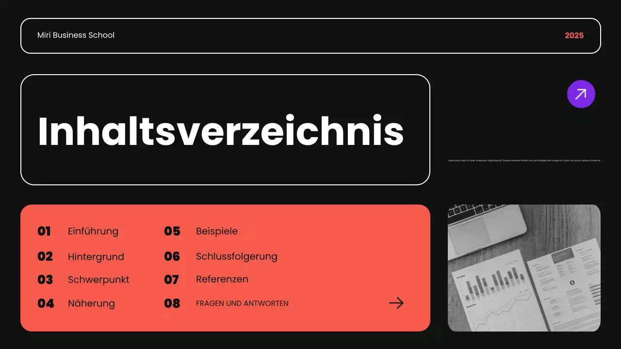 schwarz orange und lila moderne akademische Einführung Business-Kurs Präsentation