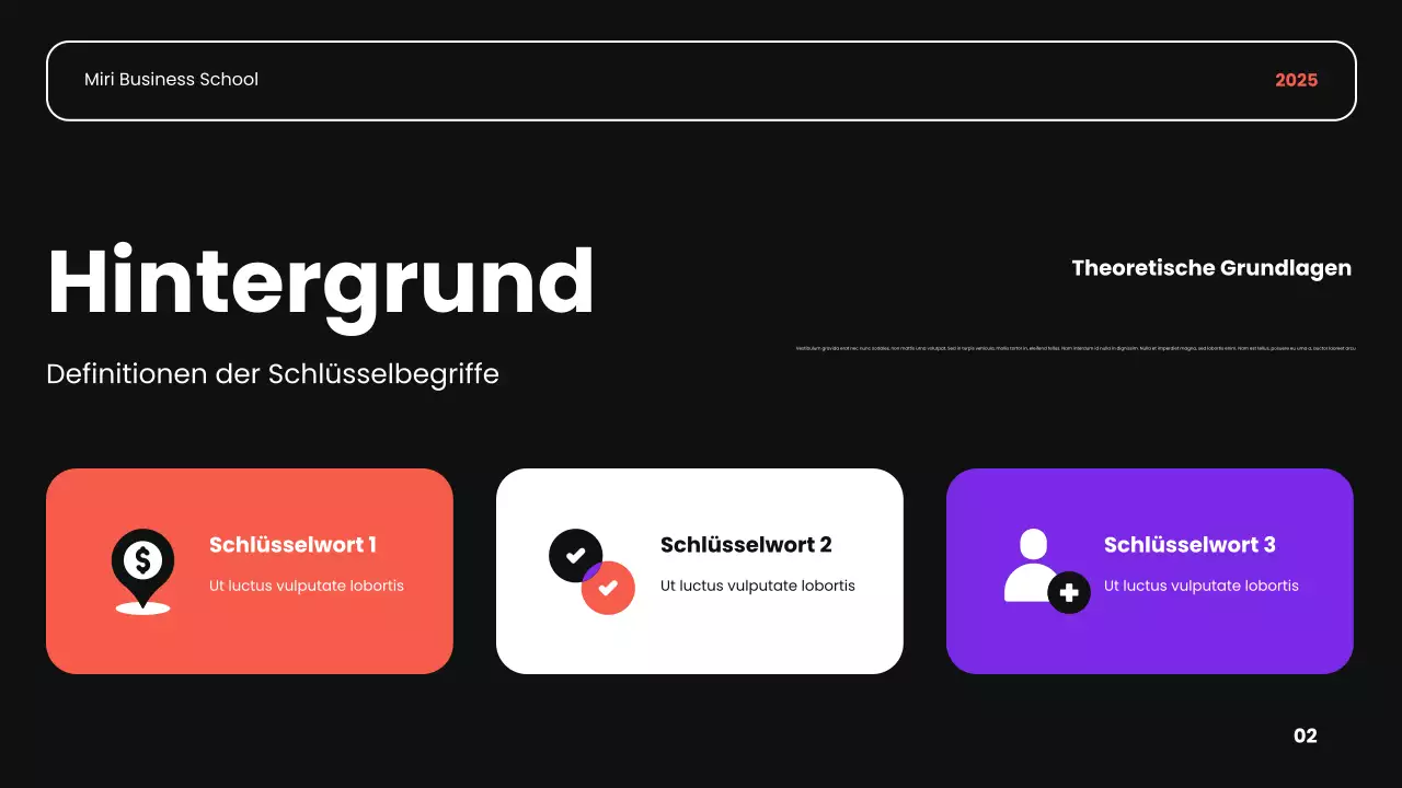 schwarz orange und lila moderne akademische Einführung Business-Kurs Präsentation