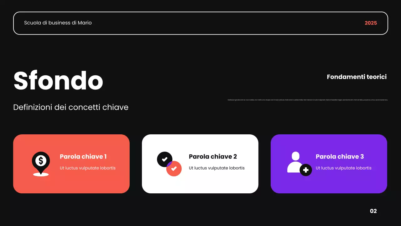 nero arancione e viola moderna introduzione accademica presentazione del corso d'affari
