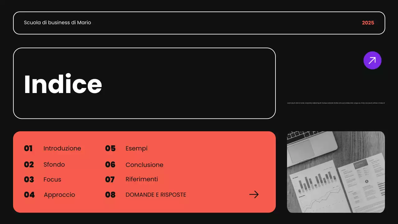 nero arancione e viola moderna introduzione accademica presentazione del corso d'affari