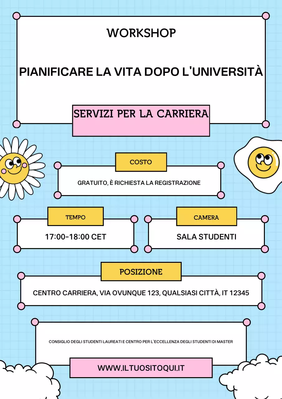 manifesto di annuncio del workshop moderno blu