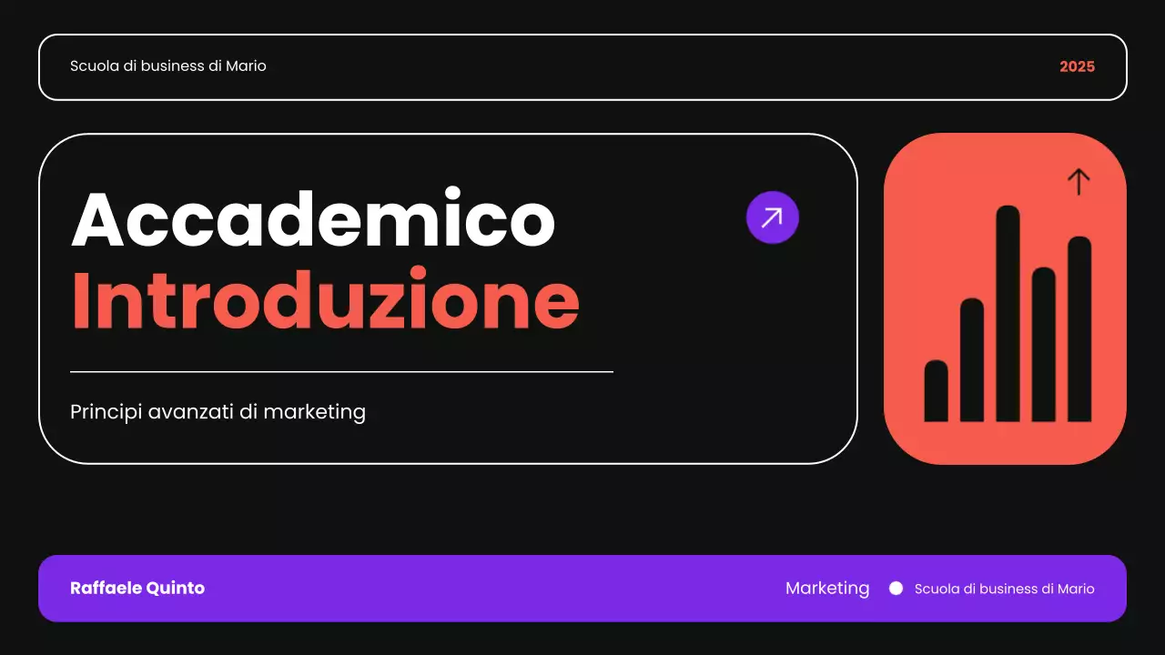 nero arancione e viola moderna introduzione accademica presentazione del corso d'affari