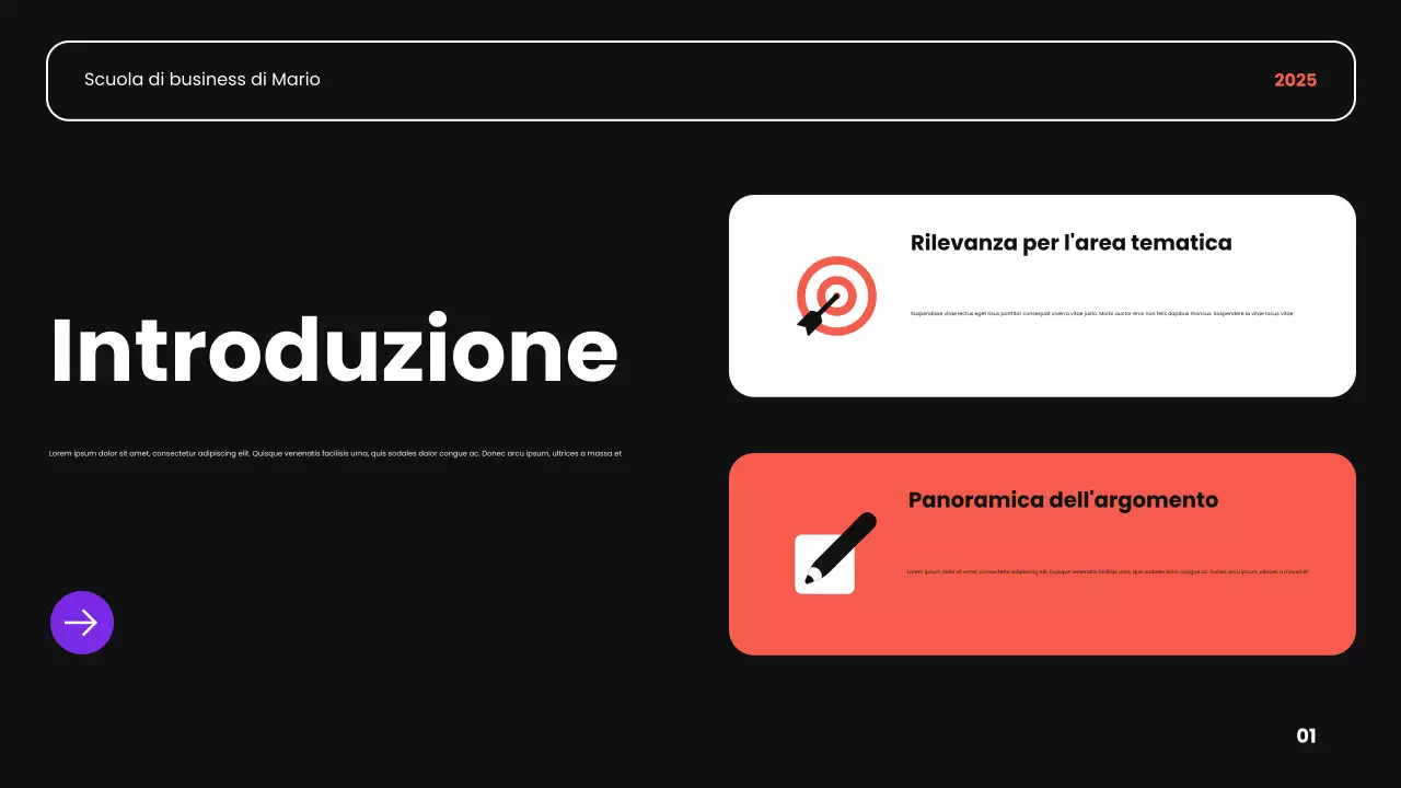 nero arancione e viola moderna introduzione accademica presentazione del corso d'affari