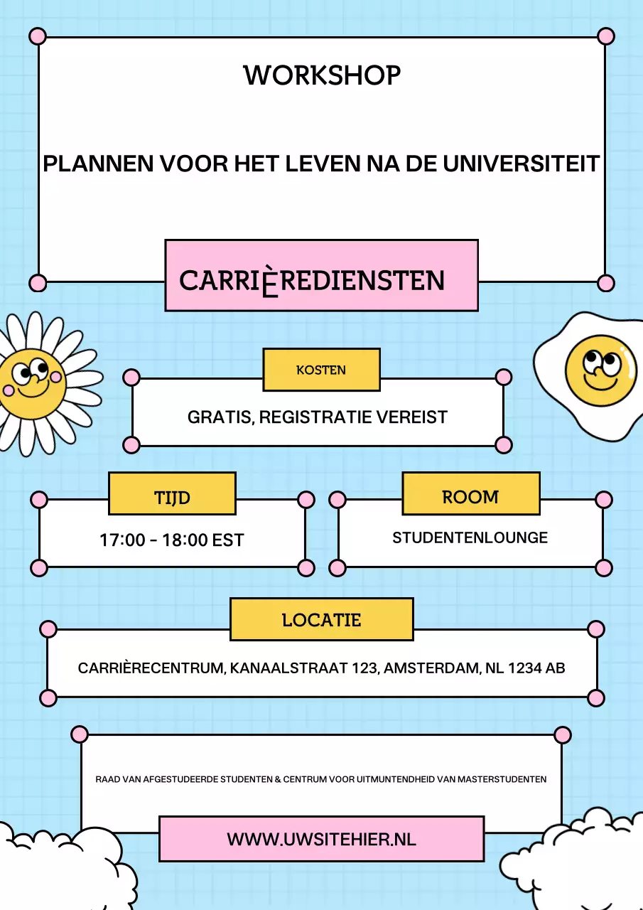 blauwe moderne workshop aankondigingsposter