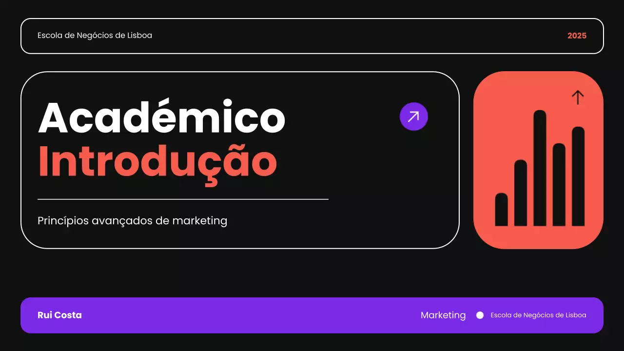 preto, laranja e púrpura introdução académica moderna apresentação de curso de negócios