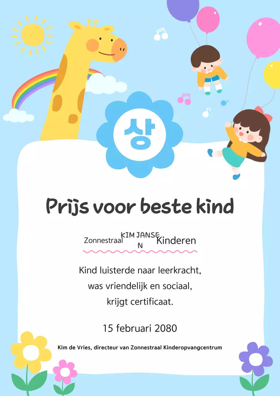 Een lichtblauw kind noteren