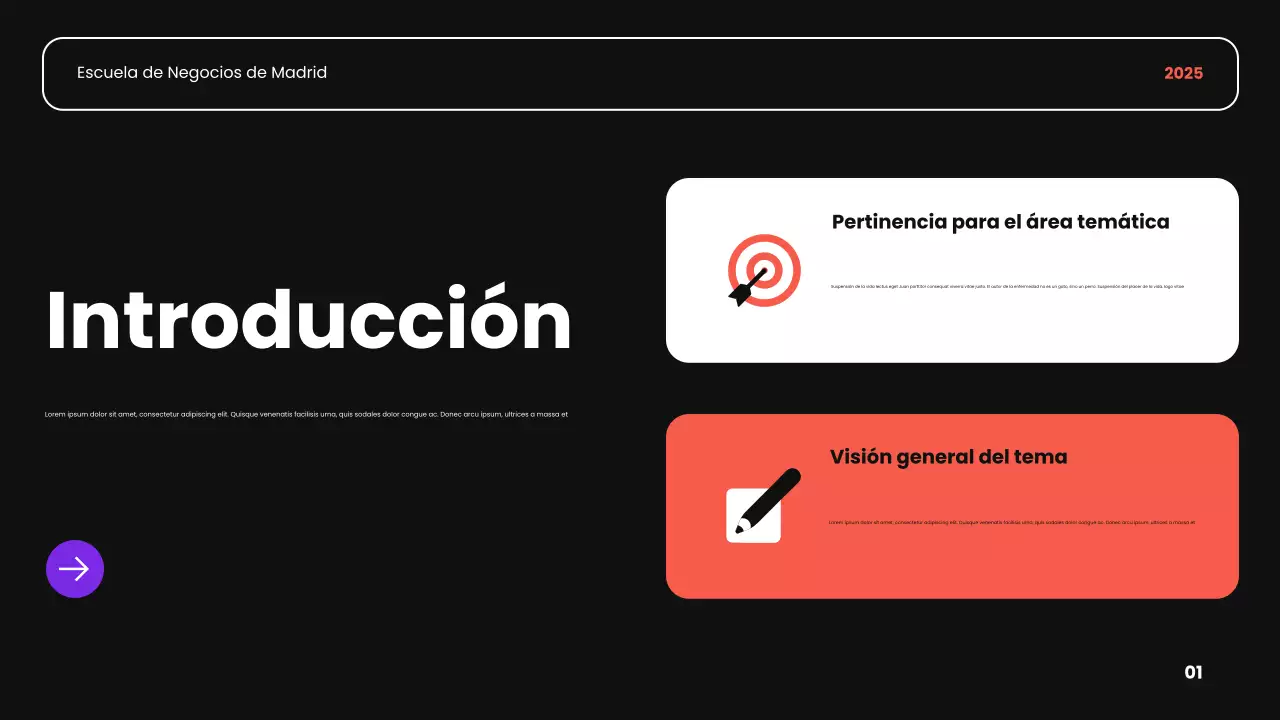 negro naranja y morado introduccion academica moderna presentacion curso de negocios