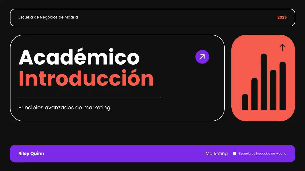 negro naranja y morado introduccion academica moderna presentacion curso de negocios