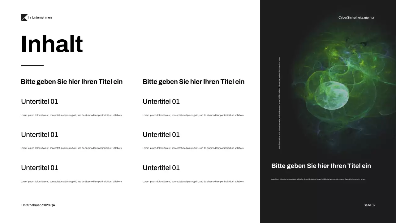 Schwarz-Grün Moderner Cybersecurity-Vortrag
