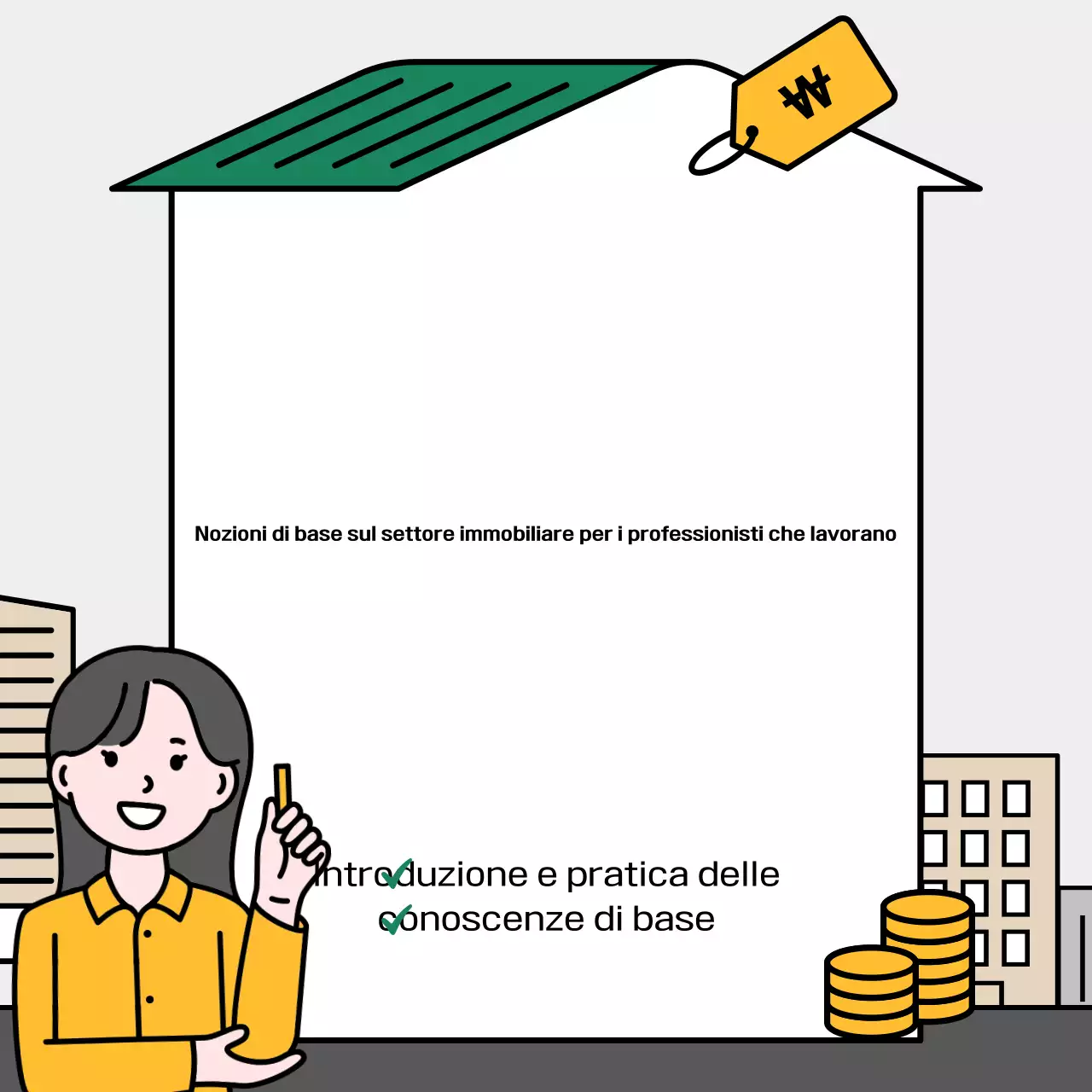 Annuncio educativo sulla proprietà grigia e pulita