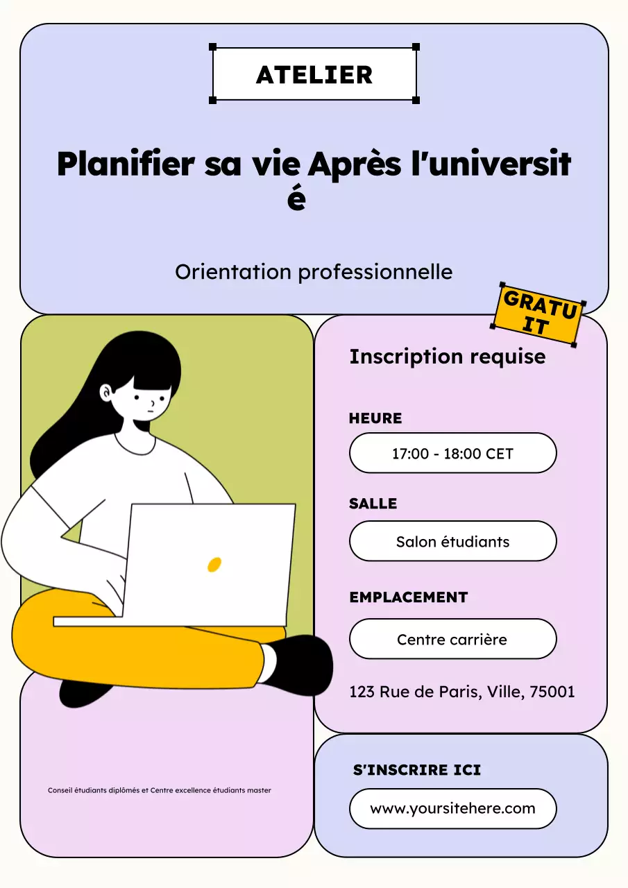 annonce de l'atelier de carrière blue modern