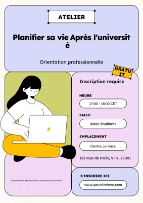 annonce de l'atelier de carrière blue modern