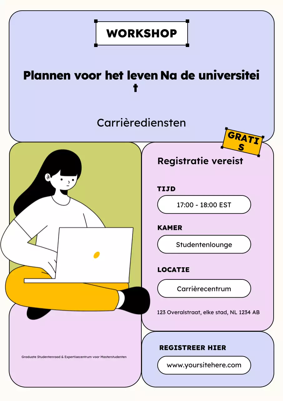 blauw modern carrière workshop aankondiging