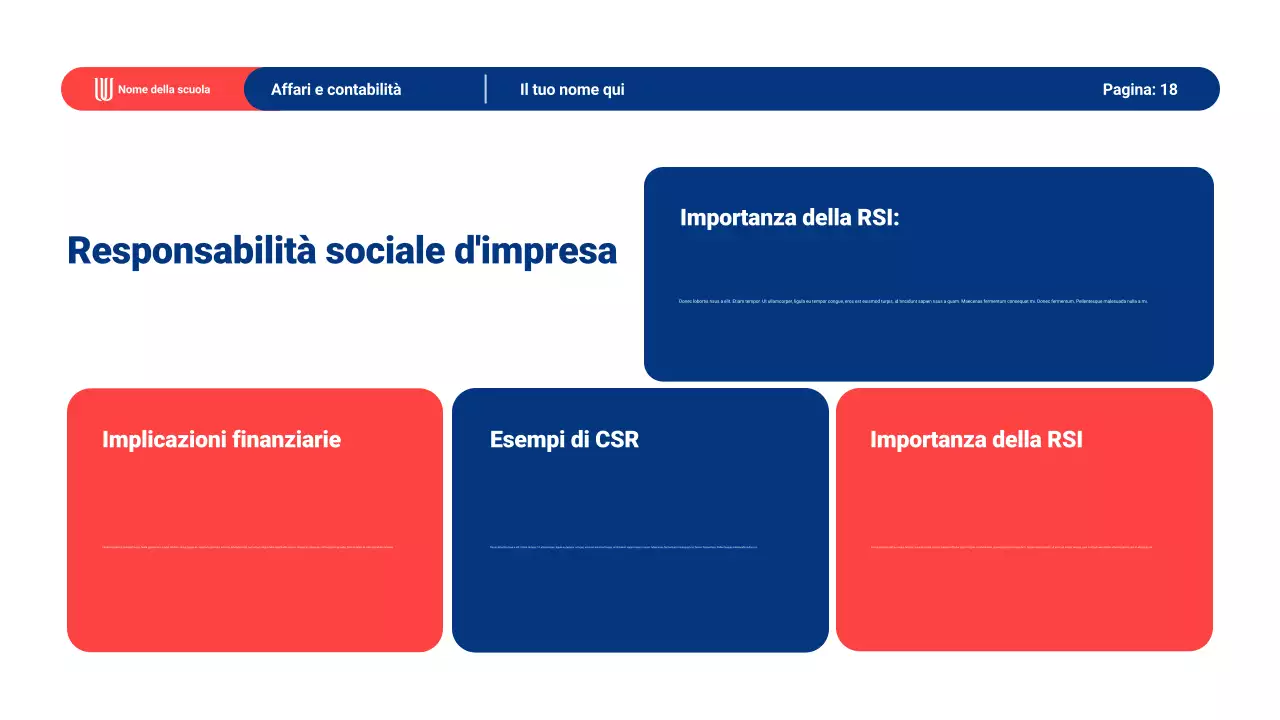 Materiale di presentazione dell'apprendimento generale moderno