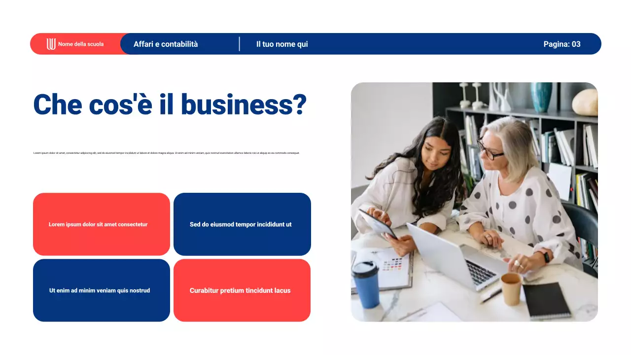 Materiale di presentazione dell'apprendimento generale moderno