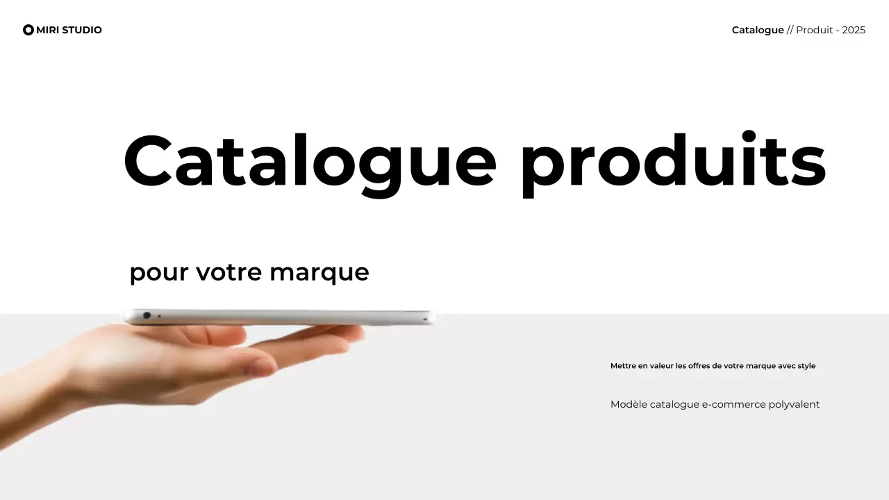 Présentation moderne et minimaliste d'un catalogue de produits