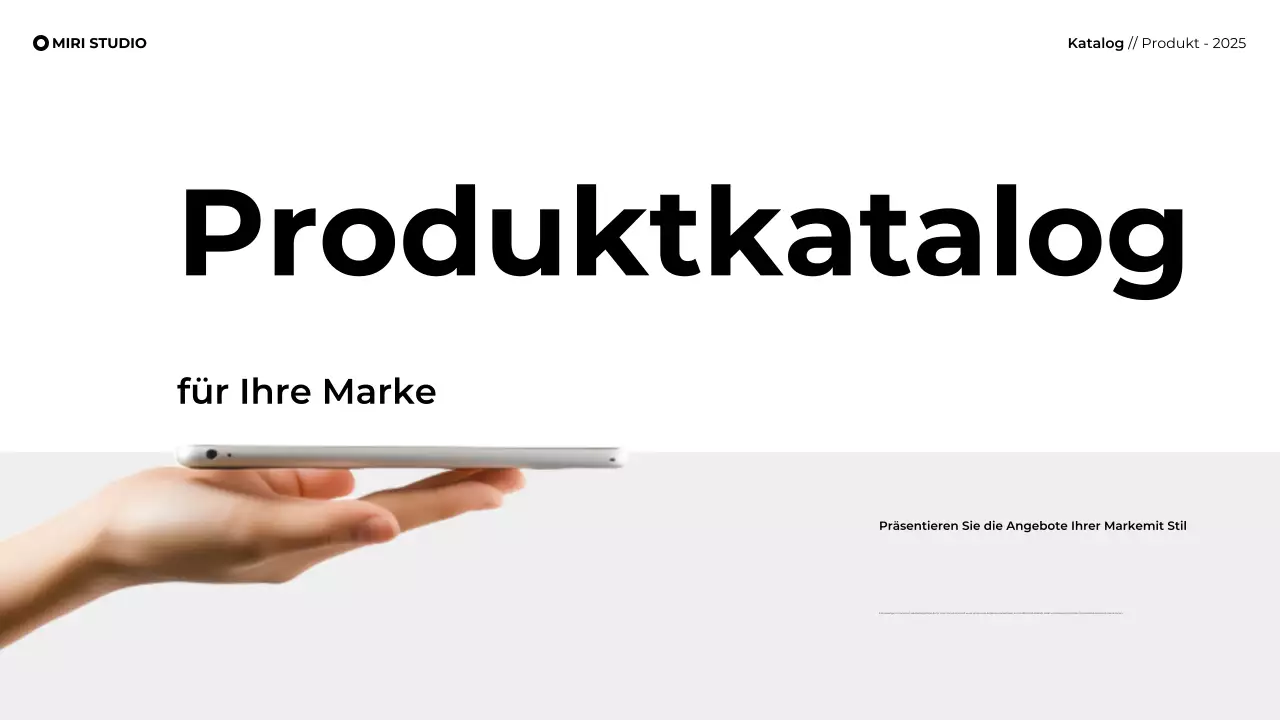 Moderne minimalistische Produktkatalogpräsentation