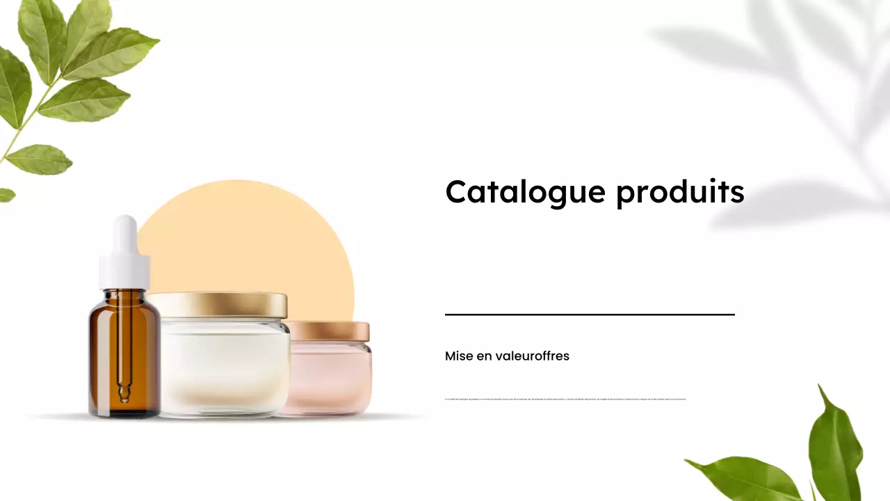 Présentation minimaliste d'un catalogue de produits biologiques