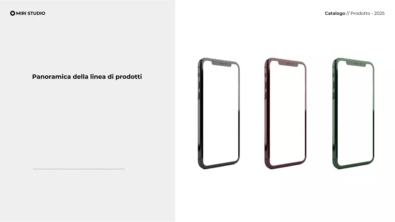 Presentazione moderna e minimalista del catalogo prodotti