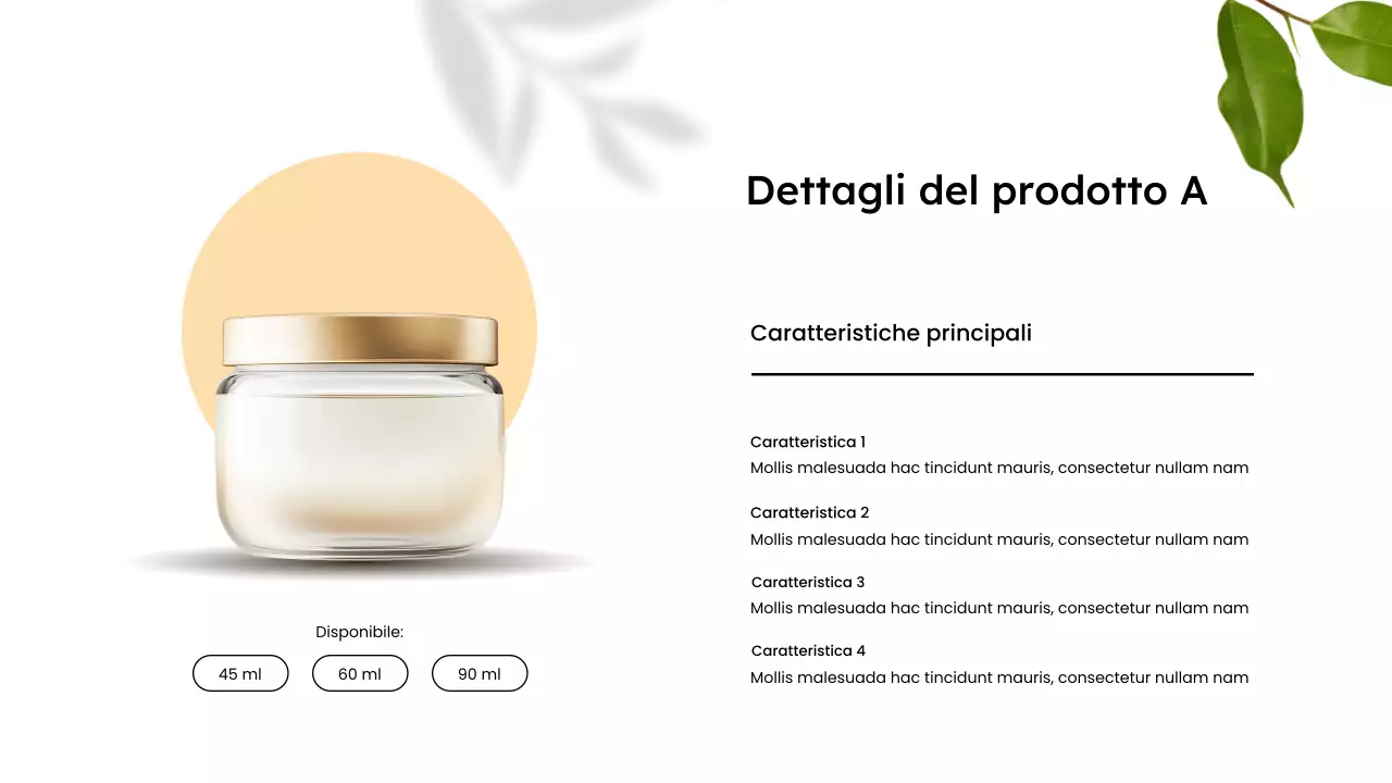 Presentazione minimalista del catalogo di prodotti biologici