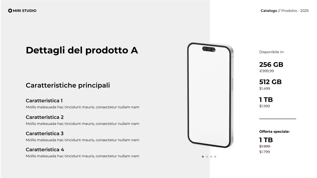Presentazione moderna e minimalista del catalogo prodotti