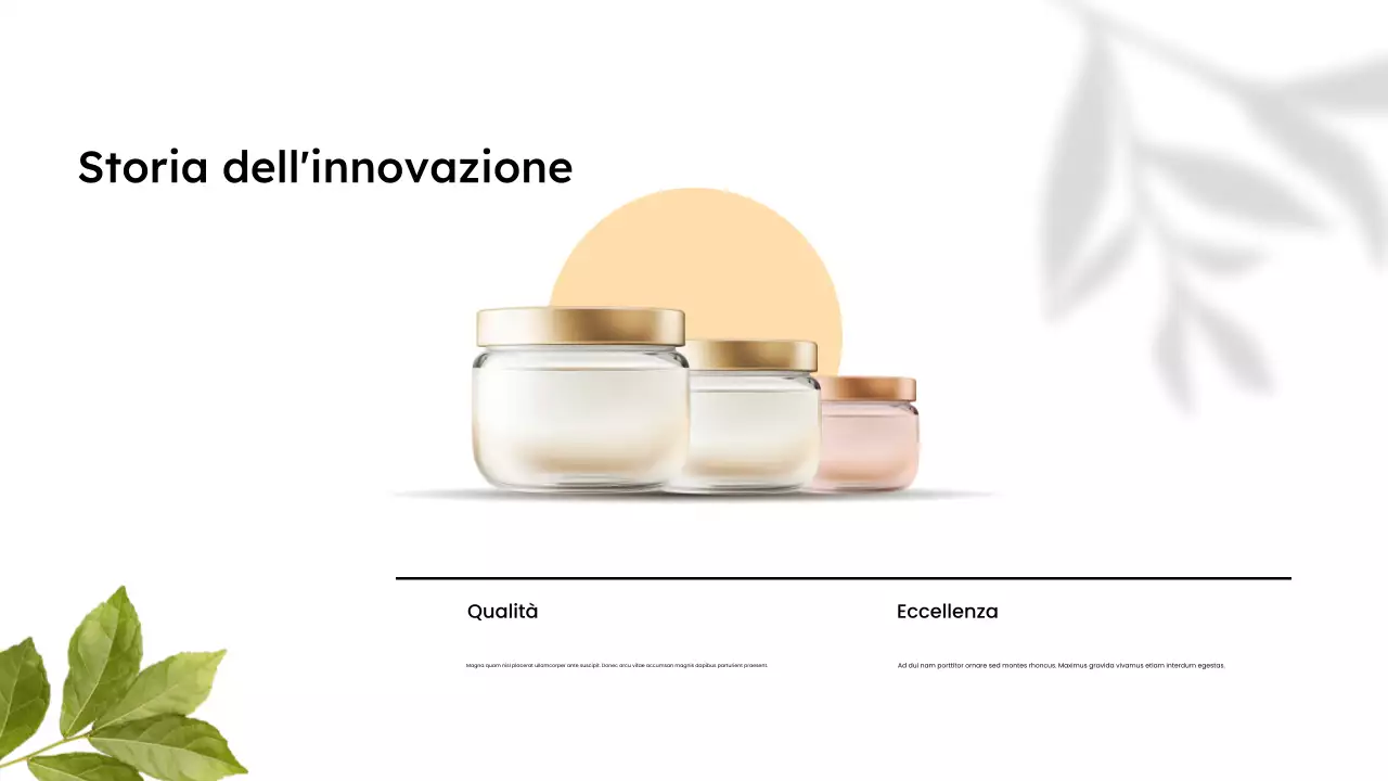 Presentazione minimalista del catalogo di prodotti biologici