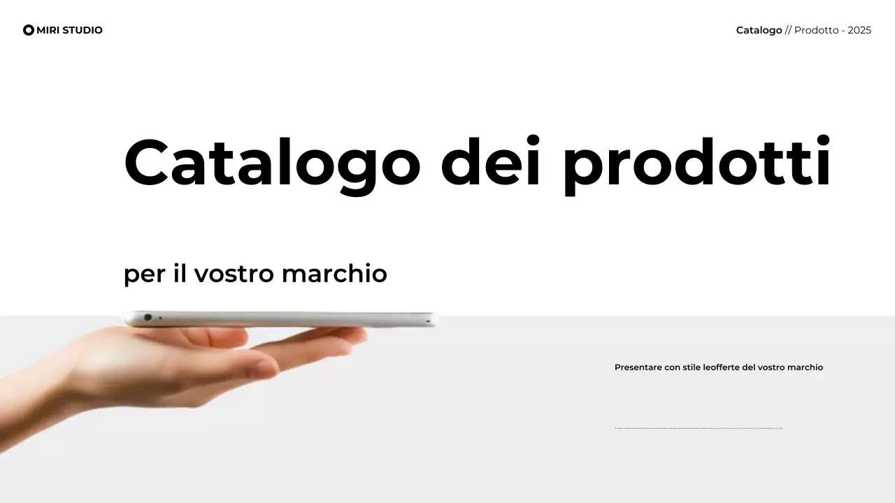 Presentazione moderna e minimalista del catalogo prodotti