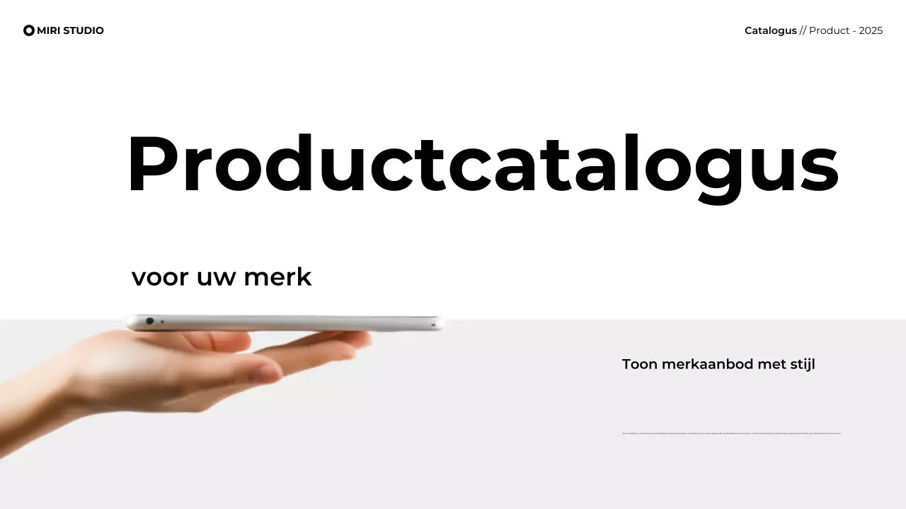 Presentatie moderne minimalistische productcatalogus